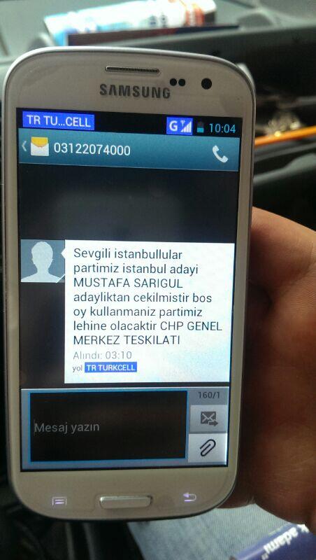 istanbulorgutu's tweet photo. Numaramız alfa numeric olarak taklit edilerek Sn @M_Sarigul'ün adaylıktan çekildiğine dail SMS'ler atılıyor. http://t.co/tSu7Qjf3wL