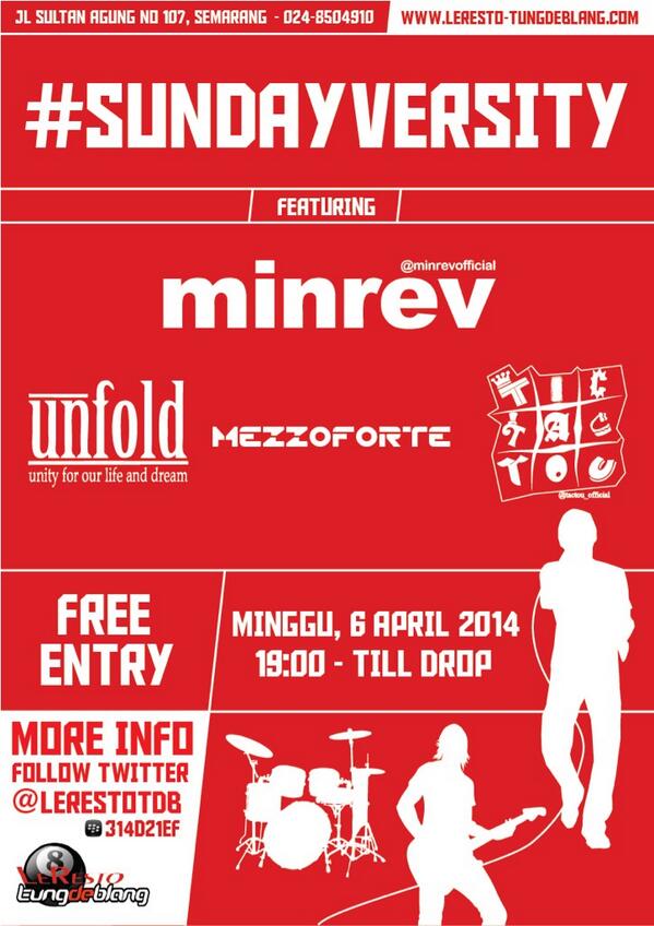 PasukanNobar's tweet photo. @minrevofficial @UNFOLDofficial @Mezzoforte_ID TTT Band! 6 April 7pm #Sundayversity dateng ya @EventSemarang http://t.co/UlibebBq5S