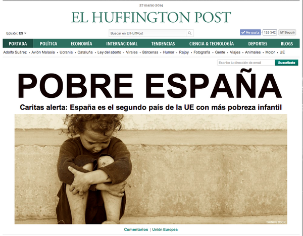 ElHuffPost's tweet photo. Sólo Rumanía tiene un mayor índice de pobreza infantil http://t.co/gSCZIL7J7H En portada http://t.co/m4tLCs2kUV