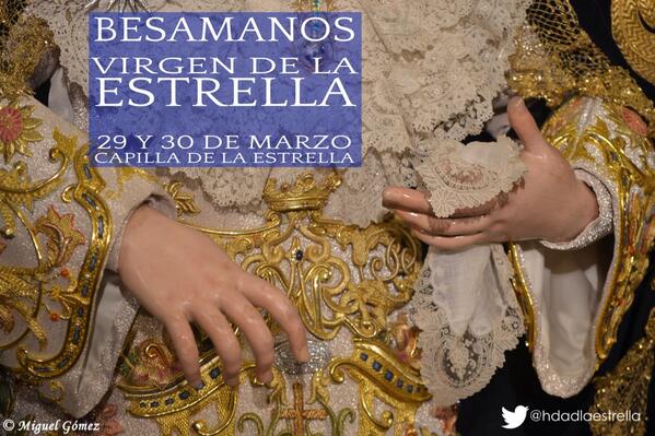 hdadlaestrella's tweet photo. Este fin de semana, la Virgen de la Estrella nos tiende su mano. Besamanos el sábado y el Domingo #cuaresmasevilla14 http://t.co/JKbAL6voFZ