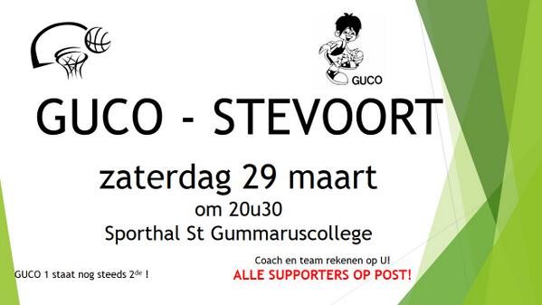 GucoLier's tweet photo. @GucoLier vs Stevoort, zaterdag, 20u30, St Gummaruscollege. Supporters op post! http://t.co/tuvuwGoZnl
