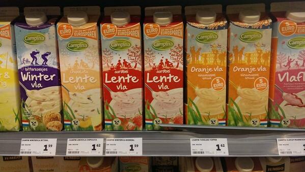 Het is lente! Daarom heerlijke lente vla in onze schappen. Nieuw! Meer nieuwe producten op FB: goo.gl/eqUhFe