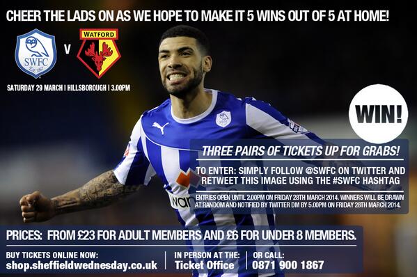 WIN! Three pairs of tickets for Owls v Watford this Saturday are up grabs! To be in with a chance RT to enter! #swfc