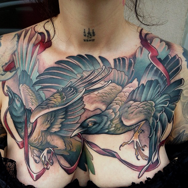 Amazing chest piece by <a href="/Teresasharpeart/">Teresa Sharpe</a> 🐦🐦 #tattoodo #teresasharpeart #birdtattoo #chestpiece