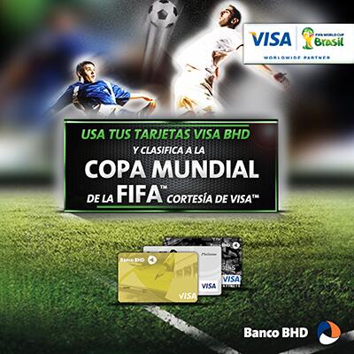 BancoBHD's tweet photo. Tus #Tarjetas Visa BHD te llevan a la Copa Mundial de la FIFA. Más información: http://t.co/8uURKq8Zfo http://t.co/9UwB8ToOIQ