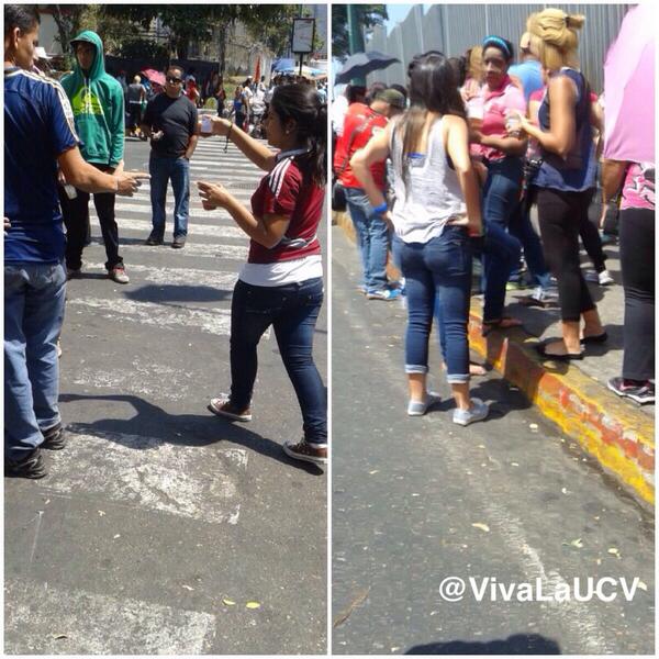 JuanRequesens's tweet photo. Estudiantes de Odontología #UCV @CEOUCV hidratan y llevan mensaje a personas en la cola del Bicentenario en Pza Vzla http://t.co/65kkkhDjzY