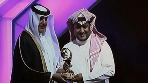 TurkiAlajmah's tweet image. بفضل من الله حصلنا ع الجائزة الذهبية لأفضل برنامج رياضي خليجي من مهرجان الخليج مناصفة مع في المرمى