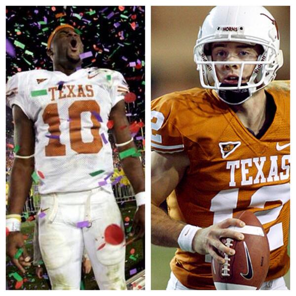 Texasfblife's tweet photo. Who do you think was better? Retweet for Vince young. Favorite for Colt McCoy http://t.co/4Ha1g6Zo1s