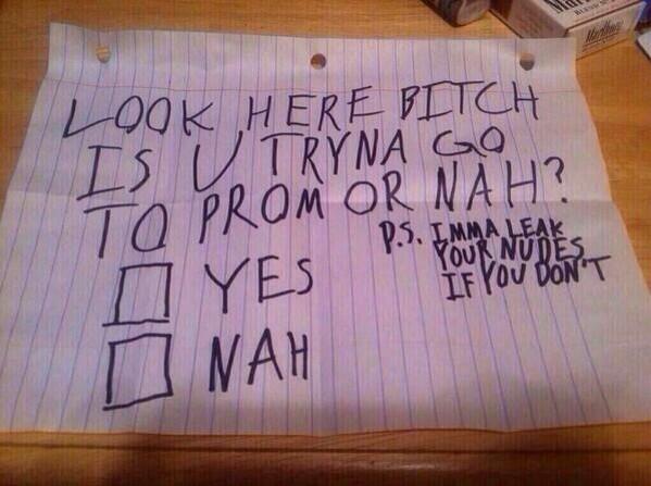 ChiefKeefsDread's tweet photo. HOW REAL NIGGAS ASK BITCHES TO PROM http://t.co/ZzKLIXukEe