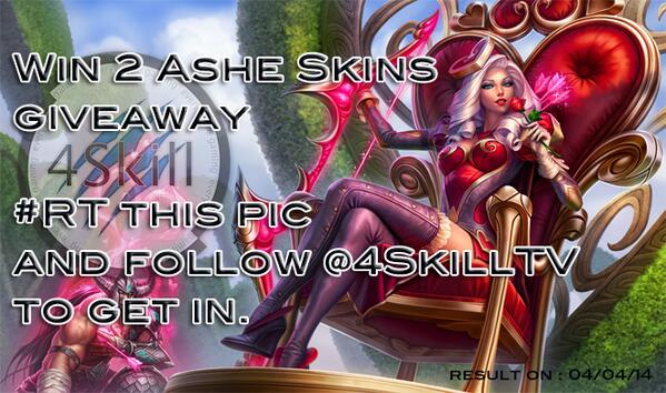 4SkillTV's tweet photo. Nouveau #Concours cette fois ci, tente de gagner un Skin Ashe #LeagueOfLegends, meme toi viewer #eclypsia participe ! http://t.co/lvisigeDny