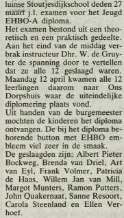 Vandaag in 1990 deden 12 leerlingen vd Stoutjesdijkschool <a href="/2spanS/">Tweespan Schelluinen</a> EHBO-examen.