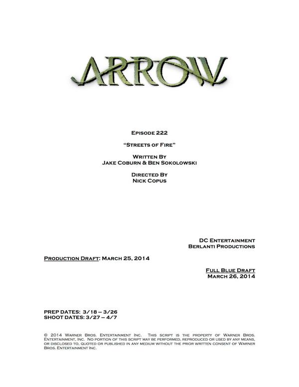 ARROW - Rivelato il titolo della 2x22