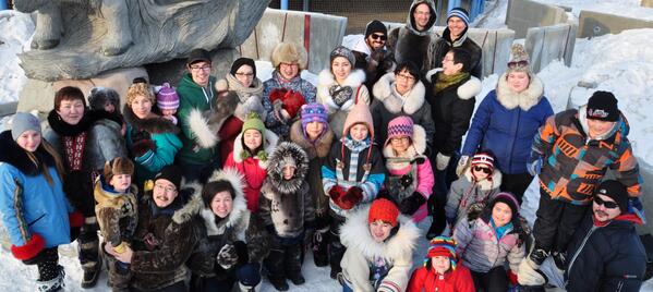 EmilyRidlington's tweet photo. Iqalummiut take a #sealfie at Four Corners in their best seal skin gear. #cbcnorth http://t.co/n4XLXyrp5x
