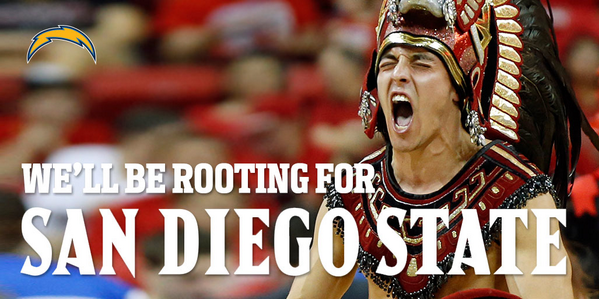 chargers's tweet photo. S-D-S-U, SDSU Aztecs FIGHT!

#SweetSixteen #goaztecs http://t.co/O94fJv28Ze