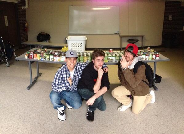 Brothers <a href="/Tozer_Mozer/">lil toozi vert</a>, Aaron Meciej, and chaplain Patrick Crawford with today's collection of donated canned goods!