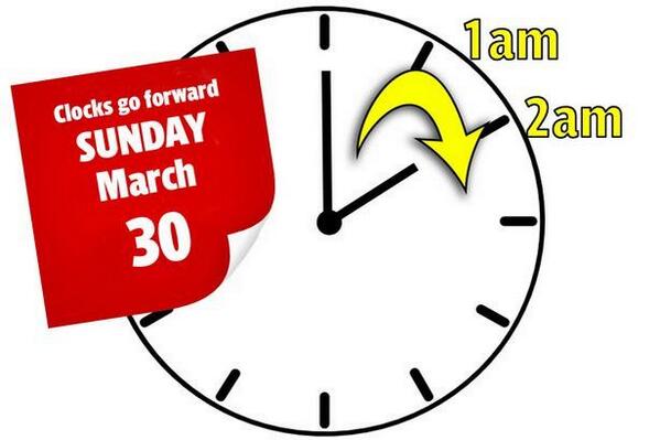 ApplefieldD's tweet photo. #springforward Don't forget clocks go forward this Sunday 30th March. Don't want you to be late for appoints Monday! http://t.co/17tgUeieoJ