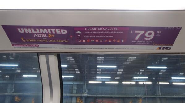 DMGSolutions's tweet image. Great call to action by TPG. Utilising train advertising. For all your outdoor media - visit dmgsolutions.com.au