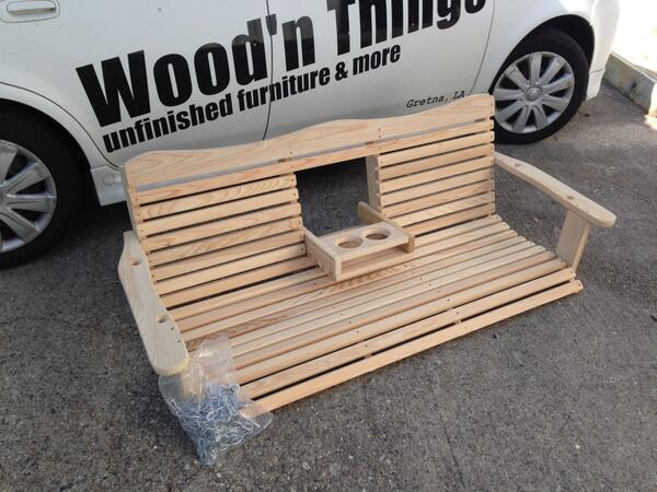 wecustombuild's tweet image. A truckload of cypress swings and oak rockers just arrived. Built in Louisiana!