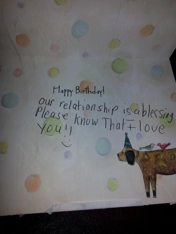 MauraWalker's tweet photo. Classic Birthday card from a 9 year old!! #shesinsane http://t.co/DQPCBd7rhQ