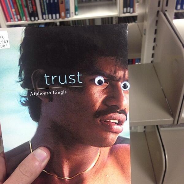 mikeyjonz's tweet photo. Somebody put googly eyes on Alphonso Lingis!!! Trust him http://t.co/AQPyJS6Bzc