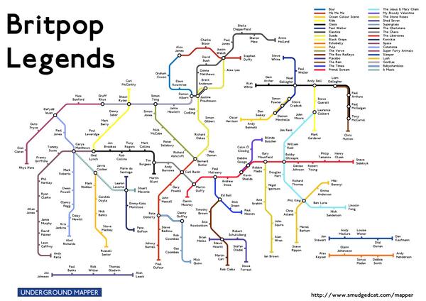 UGMapper's tweet photo. @shedseven Have you seen our #britpop underground map featuring you guys? http://t.co/fMgNH8qfxf