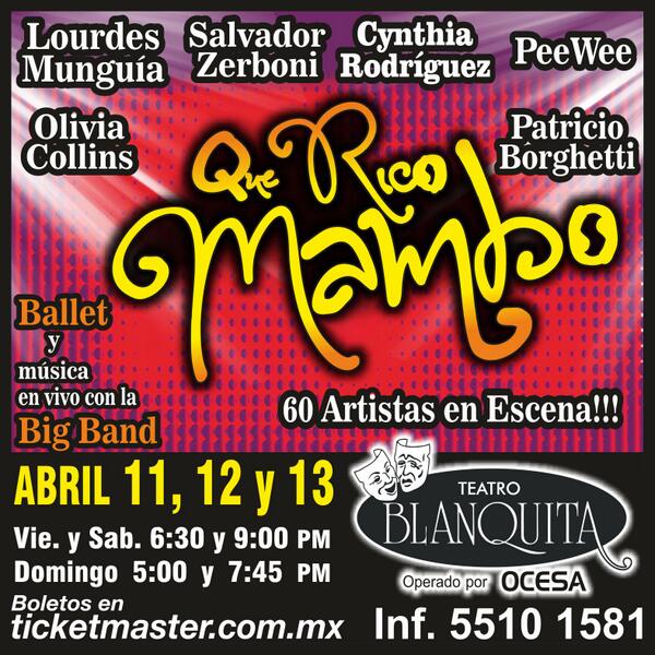 No se pierdan este fin de semana a <a href="/PeeWeeMusic/">PeeWee</a> y 60 artistas más en escena en el <a href="/TBlanquitaMx/">Teatro Blanquita</a>. <a href="/quericomambo1/">que rico mambo</a>