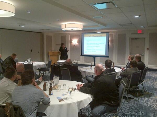 @therealcues own leiha Fiddler addresses #SKcreditunions #greatjob