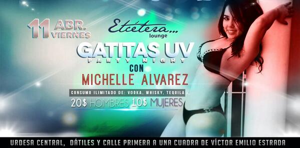 jibancito26's tweet photo. Viernes de #GataFiera con #MichelleAlvarez con @sirenita2006 Hombres $20 Mujeres $10 http://t.co/p6VEDmMHoy” barra libre