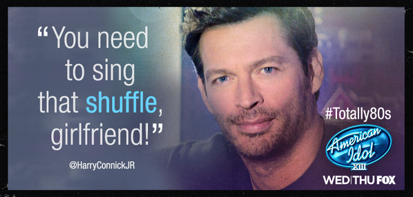 AmericanIdol's tweet photo. "You need to sing that shuffle, girlfriend!" -@HarryConnickJR #Totally80s http://t.co/uzfxwUEMMe