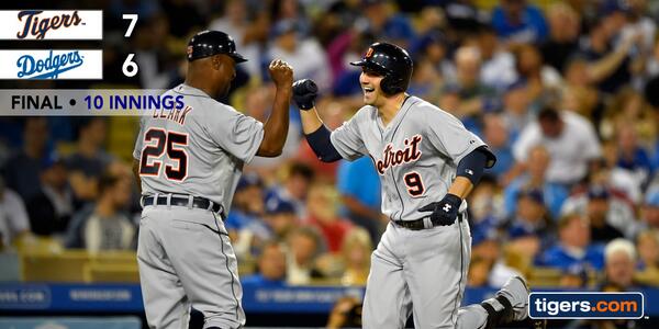 tigers's tweet photo. Nick Castellanos launches his 1st career homer in #Tigers' win over the Dodgers. RECAP: http://t.co/CHullP4pp0 http://t.co/DSwIvtAEGv