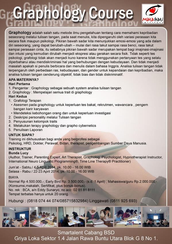 anniapriliani's tweet photo. "@IDSmarTalent: Seminar Graphology http://t.co/xa1khoAja0"Sangat bermanfaat mempelajari ilmu ini