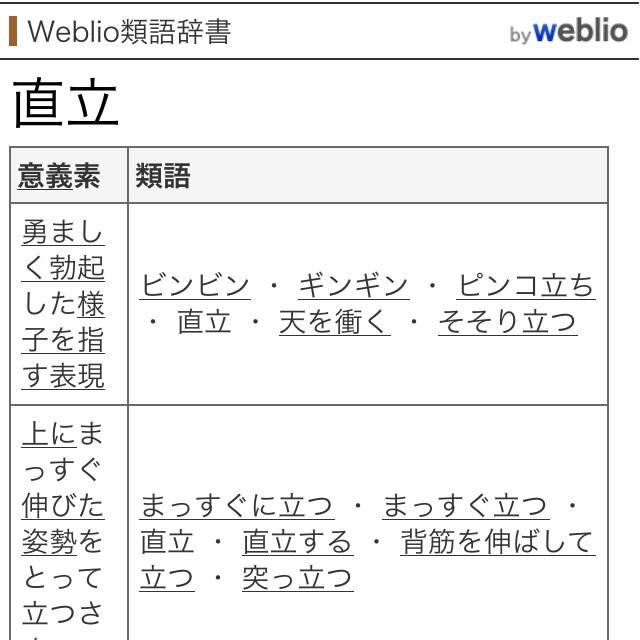 にかいち Weblioで 直立 の類語を調べようとするとトップがだな Http T Co Lptsr3fj5e Http T Co Feqyn5vnwt Twitter