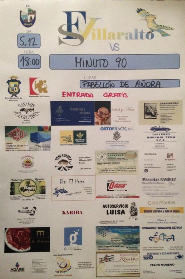 FSVillaralto's tweet photo. Acompáñanos, luchamos por la tercera plaza http://t.co/i8TTFJbis3