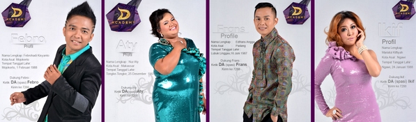 DAcademyID's tweet photo. 4 Finalis yg akan tampil mlm ini; #FEBRO -MOJOKERTO, #ATY -MAKASSAR, #FRANS -PADANG, #IKIF -NGAWI #KonserFinal8Besar http://t.co/PEWJ9x6BxX