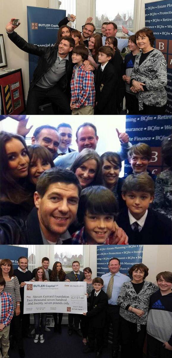 LFCphoto's tweet photo. The Steven Gerrard selfie...& the story behind it. #LFC #StevenGerrardFoundation #JamieButler http://t.co/oRJI0rptDb http://t.co/N76sPQfyr8