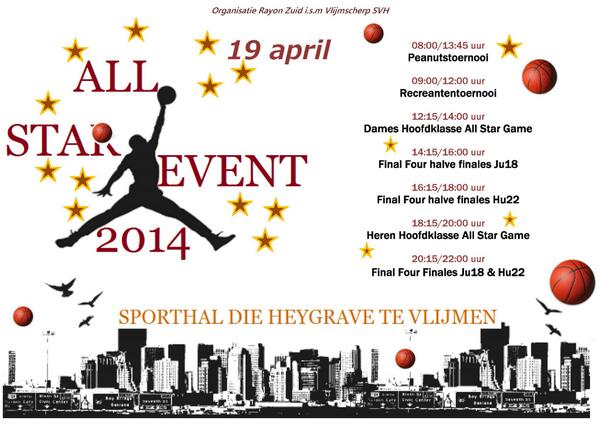 Het programma van het All Star Event 2014! Wij zien jullie graag op 19 april in sporthal Die Heygrave!