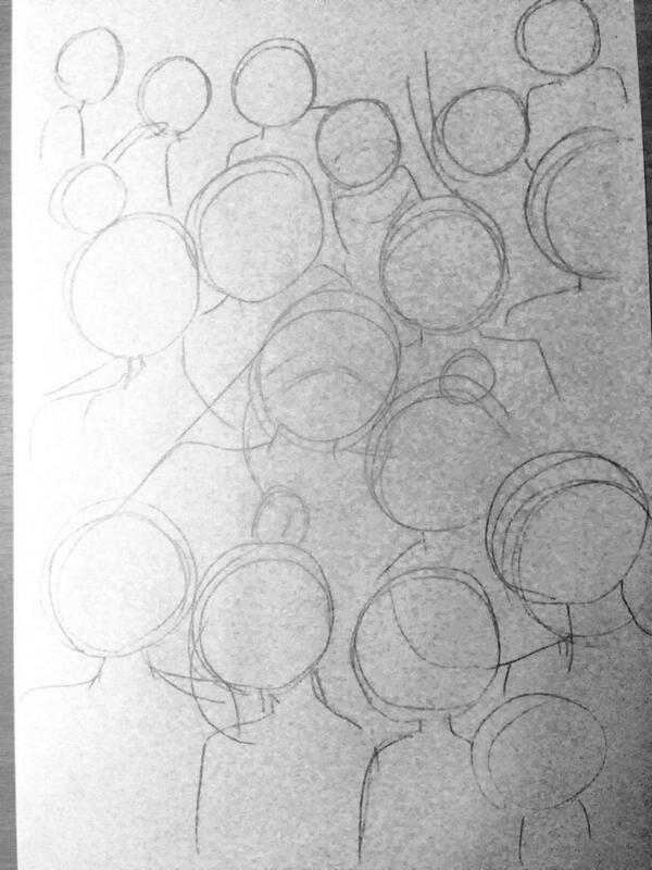 どなたへのお返事にも使えるイラストにしたくて全作品のメインキャラ描こうと決めたはいいけど、さっそく挫けそうな予感して来た。 