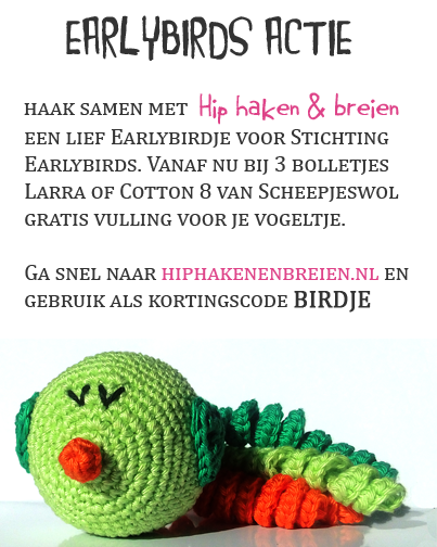 Hiphakenbreien's tweet photo. Haak samen met http://t.co/EtuOypazvx een Earlybirdje voor de Stichting Earlybirdsfotografie. http://t.co/zLdMi6gz6J