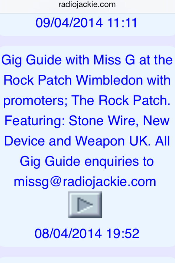 MissGofficial's tweet image. RadioJackie #Gigguide w/ #MissG @rock_patch  @WEAPONBANDUK @StoneWireMusic @NEWDEVICE rather funny,fancy a laugh...