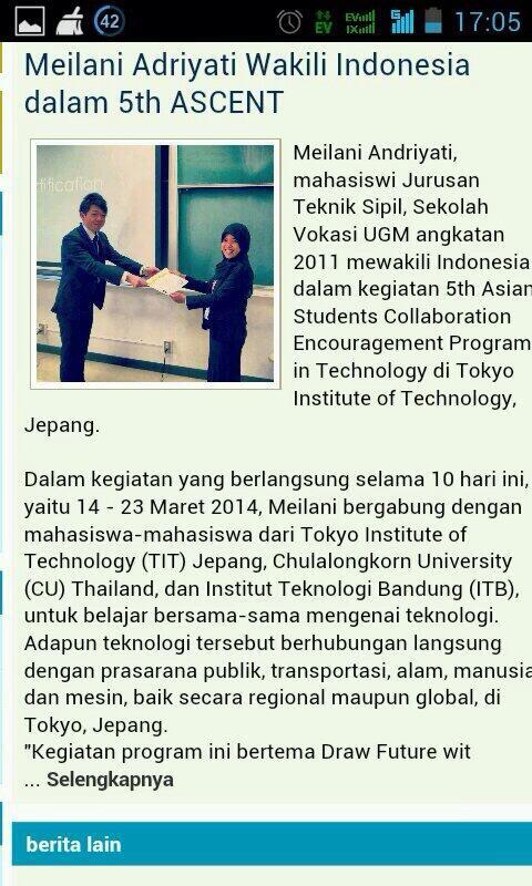 Bumigama49's tweet photo. Sukabumi, UGM, Indonesia should proud of her!! @memeyadriyatii was representing Indonesia at 5th ASCENT, Tokyo, Japan http://t.co/IA39wUbFrR
