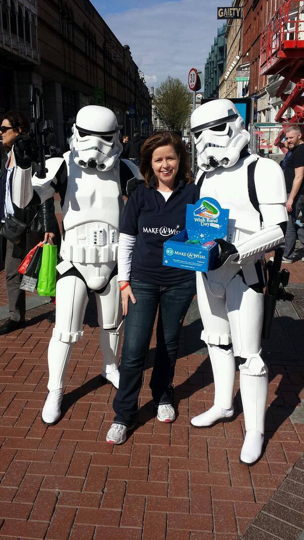 MakeAWish_ie's tweet photo. For once, the Stormtroopers are on the good side of the force - some futuristic fundraisers for #wishbandday http://t.co/MqQ9aIgZIZ