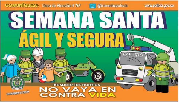 TransitoPolicia's tweet photo. Antes de iniciar su viaje en esta #SemanaSantaVial lo invitamos a escribirnos para verificar el estado de las vías. http://t.co/9whzDGcbbw