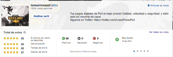Nos avalan nuestros mas de 60 votos positivos! 100% de satisfacción! Animate a probar y ahórrate dinero!