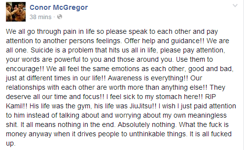 McGregorFans's tweet photo. Sorry for your loss @SBG_Ireland @TheNotoriousMMA wrote this on his facebook and i think everyone should read it this http://t.co/nUqWI2CUGM