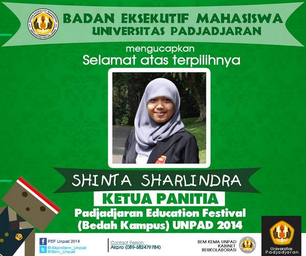 Selamat dan Sukses kepada Shinta Sharlindra (Fikom) Sebagai Ketua Panitia Terpilih PEF Unpad 2014. | <a href="/semaFIKOMunpad/">SEMA FIKOM UNPAD</a>