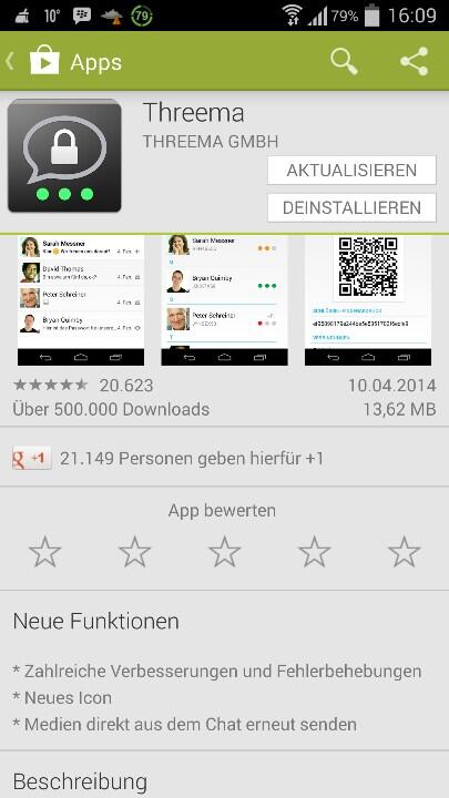 mobilemirror's tweet image. Threema für Android hat heute ein Update spendiert bekommen. Download via Play Store.