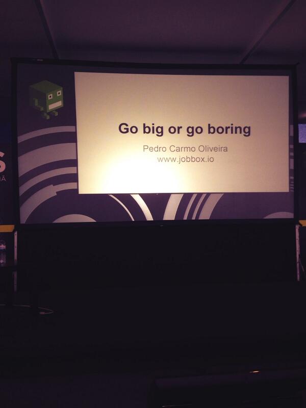 Landing_jobs's tweet image. Go big or go boring. @pcbo takes the stage #codebits2014