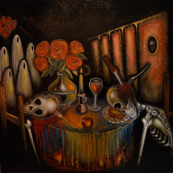 LudovicACX's tweet photo. The Valentine's Day Party - Oil on Canvas - 100 x 100 cm. http://t.co/S1qOvZDWu6