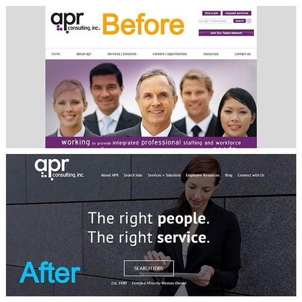 APRConsulting's tweet image. Before and After - aprconsulting.com #tbt #websites #staffingrobot