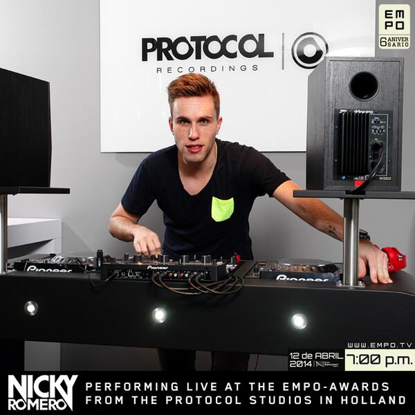 nickyromero's tweet photo. Saturday I'll be doing a special live performance at @EMPOTV Awards in Mexico from the Protocol Studios in Holland :) http://t.co/uUEn7pVZaj